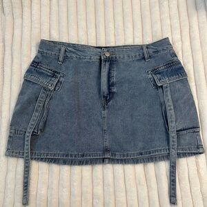 Denim Mini Skirt with Side Pockets